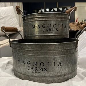 Magnolia Farms (set of 2) 2 sizes Galvanized buckets